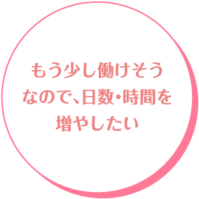 もう少し働けそうなので、日数・時間を増やしたい